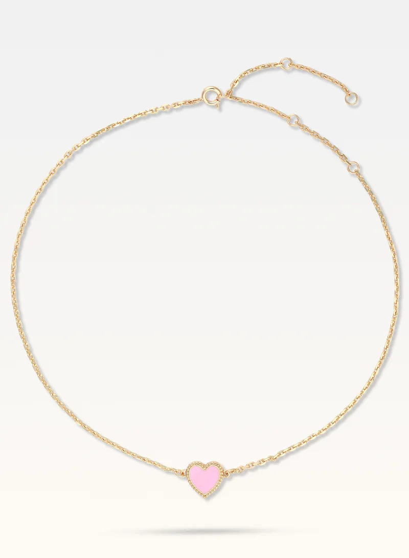 MB MAEVA GOLD-PLATED PINK HEART NECKLACE